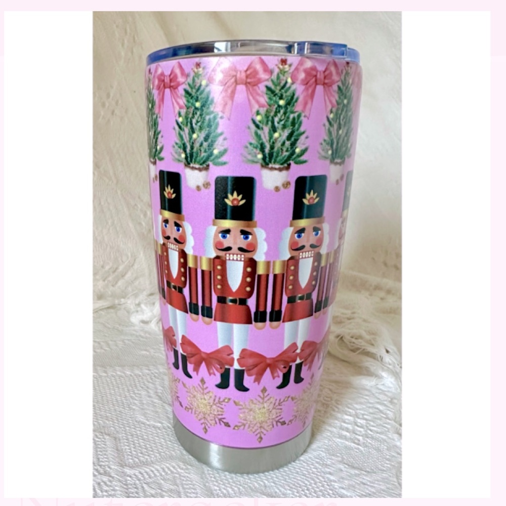 SALE!! NWOT Adorable Nutcracker Pink Tumbler Stainless Steel strawbyr Exclusive